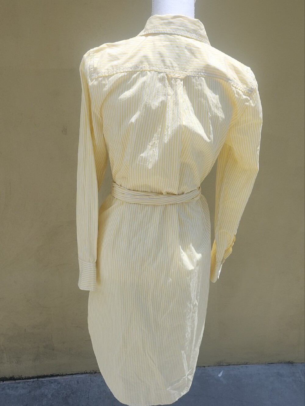 J. Crew Pale Yellow Striped Long-Sleeve Shirt Dress - Picture 7 of 11